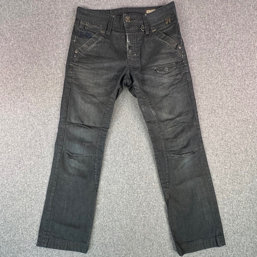 Urban Behavior Jeans Mens 34 Straight E-89 Black Paneled Moto Utility Denim